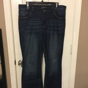 l.e.i. Sophia Hipster Flare Dark Wash Jeans Sz 13